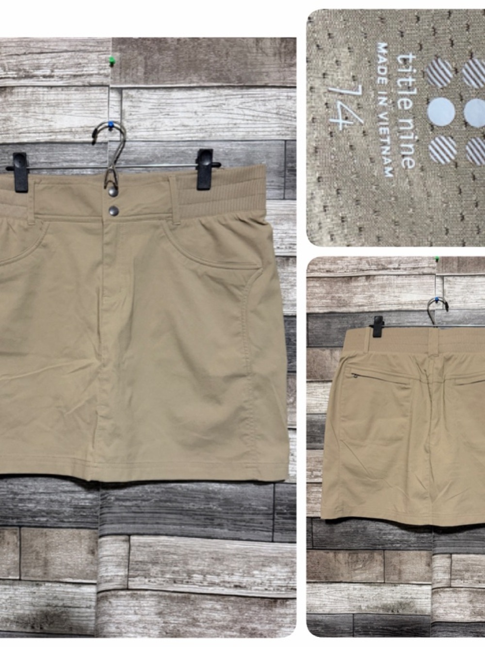 Title Nine Skort Skirt Hiking Women’s 14 Tan Beige Lined Casual